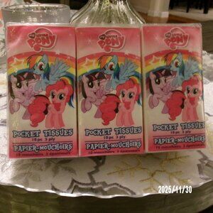 VINTAGE 6 Pack of MY LITTLE PONY HASBRO Pocket Tissues-Sealed 3 PLY 10PC EACH